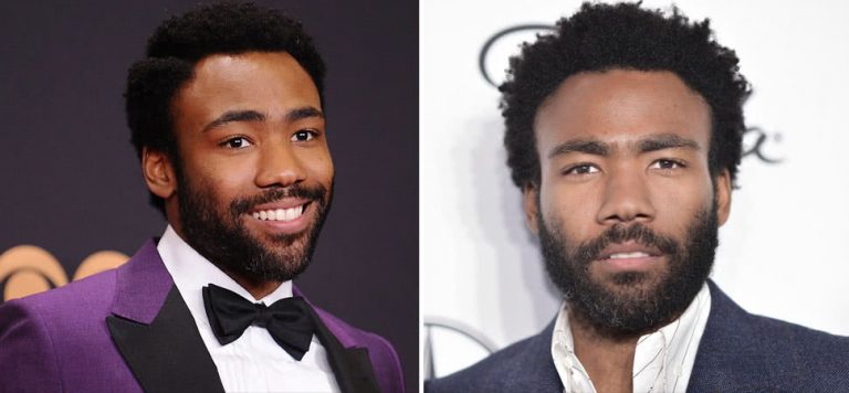 2 panel image of Donald Glover and Donald Glover
