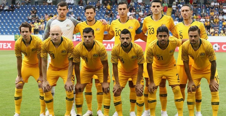 Image of the 2018 Australian soccer team heading for the World Cup