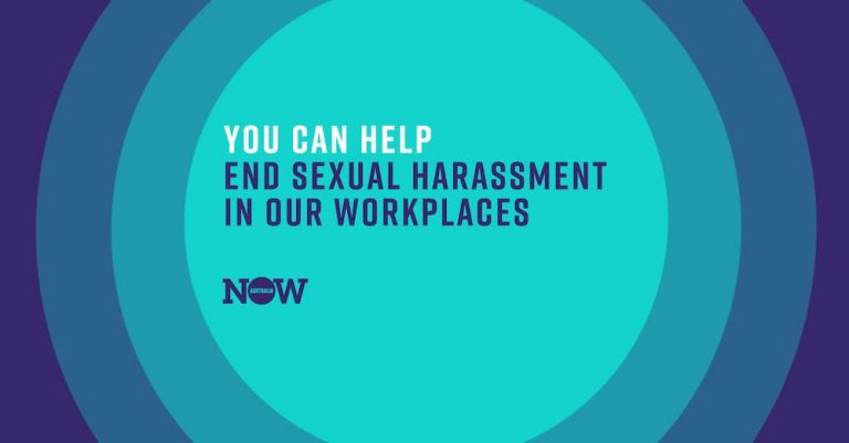 now australia slogan you can help end sexual harassment in the workplace