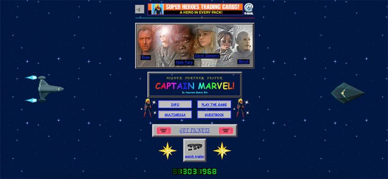 Screenshot of the 'Captain Marvel' website