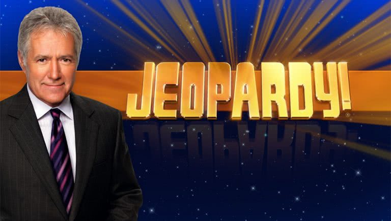 Jeopardy The logo for 'Jeopardy!' along with host Alex Trebek