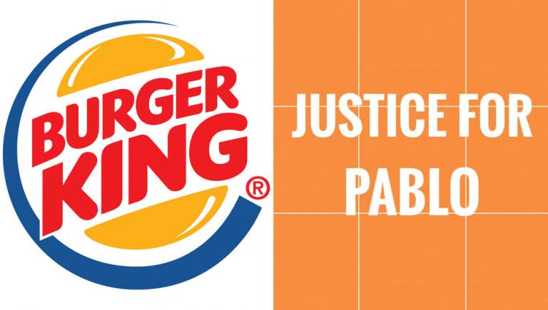 Image of Burger King's logo and the 'Justice For Pablo' picture
