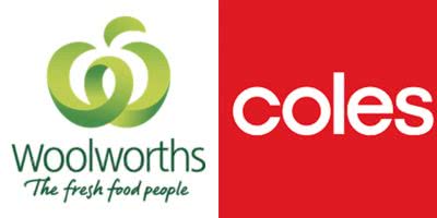 Woolworths and Coles logos