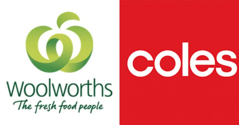 Woolworths and Coles logos