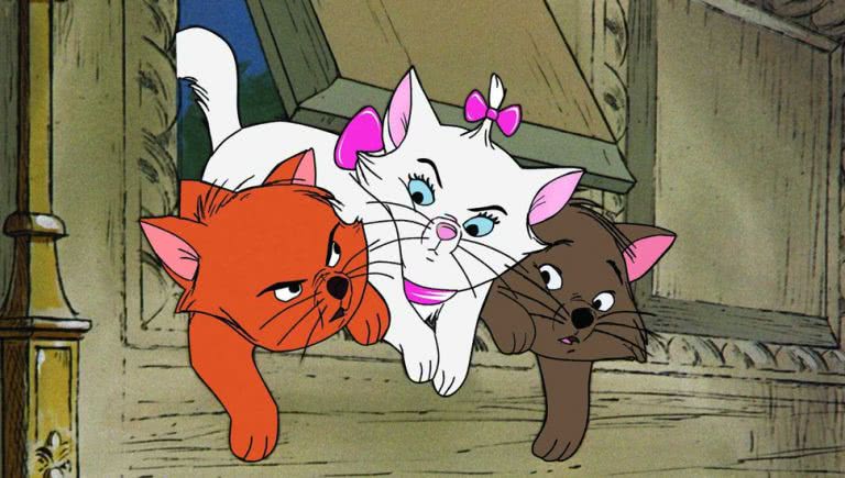 Screenshot of cats from Disney's Aristocats 1970
