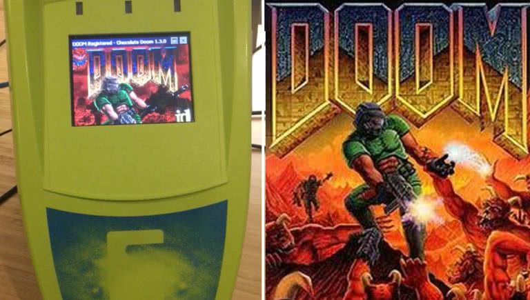 Myki reader playing '90s video game Doom