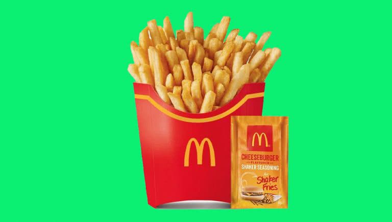 Macca's cheeseburger shaker fries