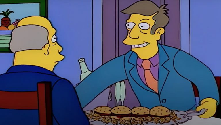 Steamed hams scene from 'The Simpsons'.