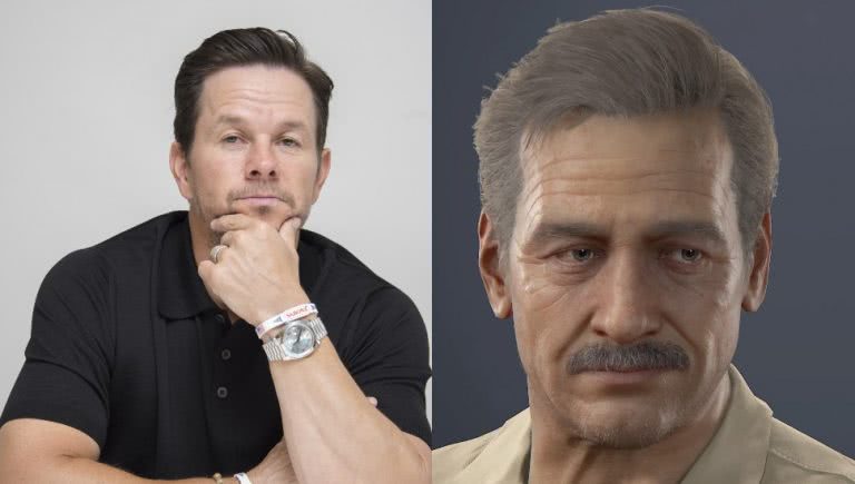 Mark Wahlberg moustache for Uncharted