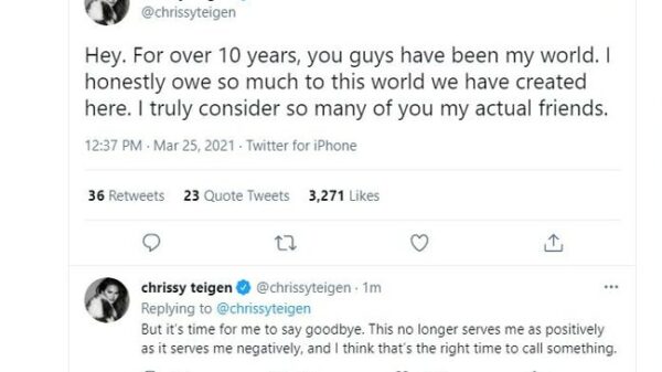 Chrissy Teigen deletes Twitter account