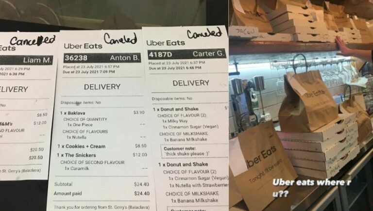 Uber Eats customers were left hungry in Melbourne last night when their orders didn't arrive