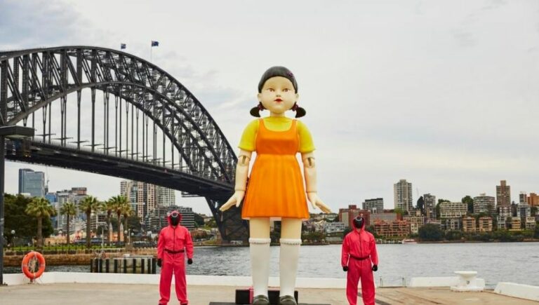 The giant doll from 'Squid Game' has popped up in Sydney