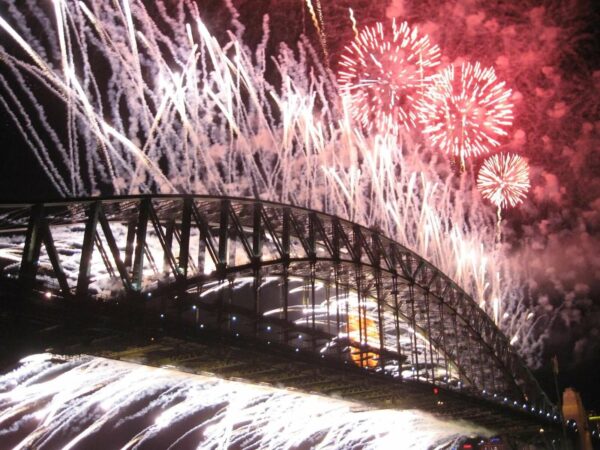 Butter's NYE party on The Rocks - view of Sydney Harbour Bridge