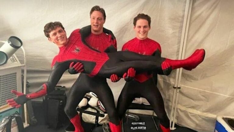 Tom Holland from Spiderman with his stunt doubles