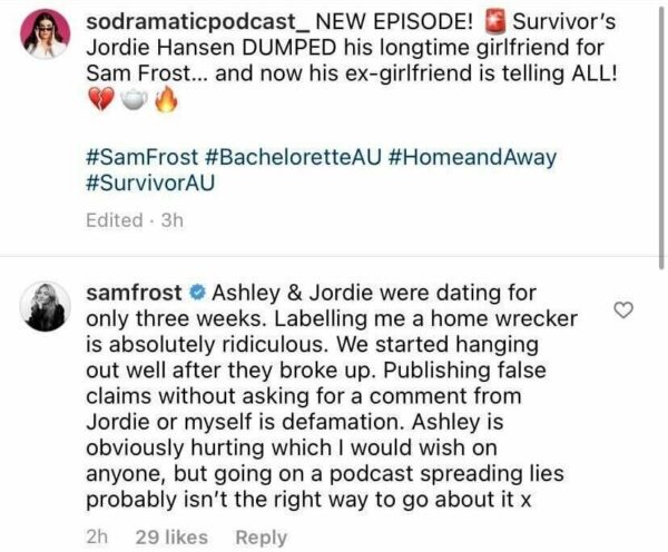Sam Frost home wrecker allegations