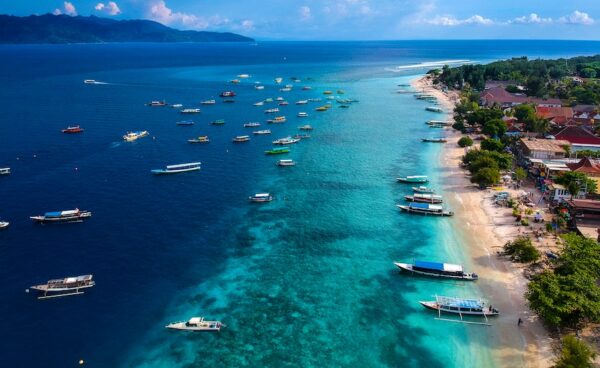 Indonesian island Gili T is a few hours from Bali