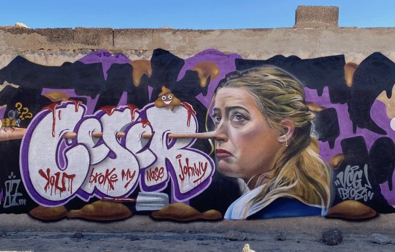 Amber Heard street art Gran canaria spain johnny depp