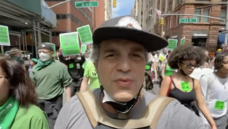 Avengers star Mark Ruffalo at a pro-choice rally in NYC