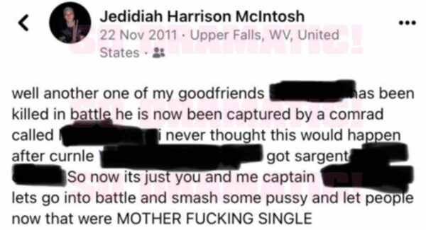The second offensive post by Bachelor Jed McIntosh