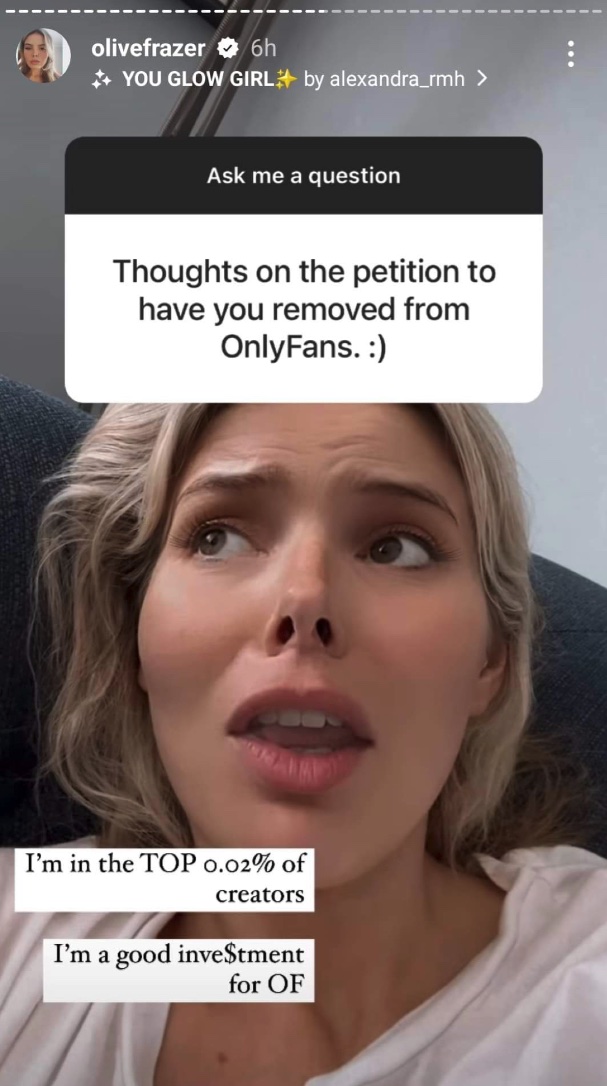 Olivia posts OnlyFans stats