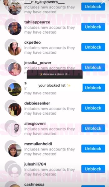 MAFS Olivia blocked list