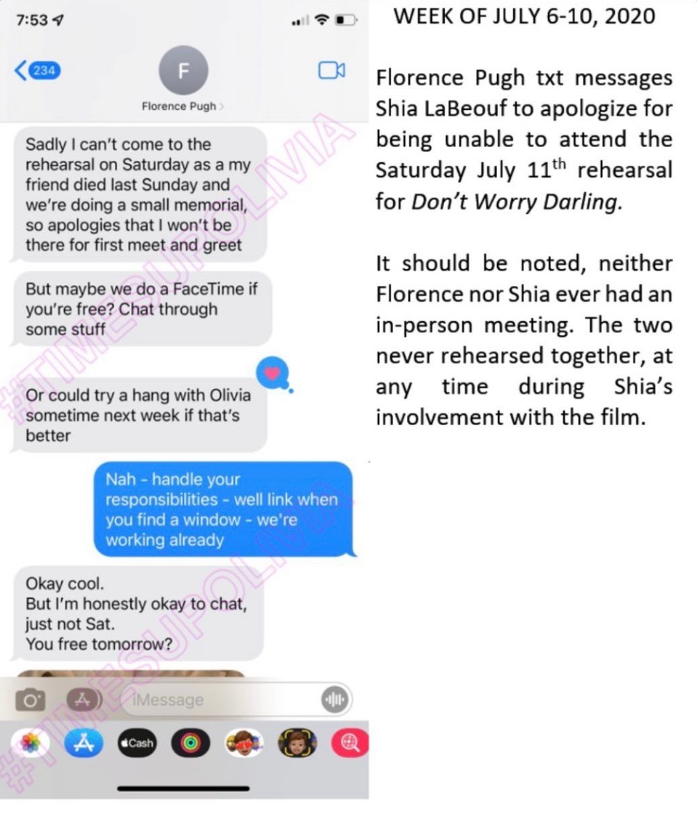 Leaked texts between Florence Pugh and Shia LaBeouf 