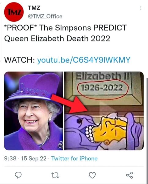It's been speculated that Queen Elizabeth's death was predicted on The Simpsons