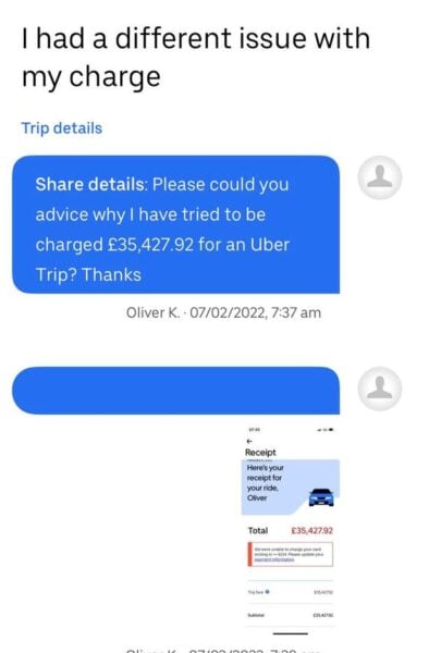 man charged over 60k AUD for uber ride