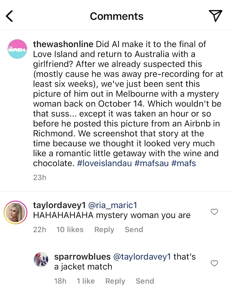 Taylor's comment on the post
