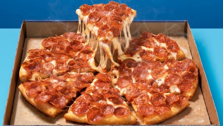 domino's pepperoni pizza in box