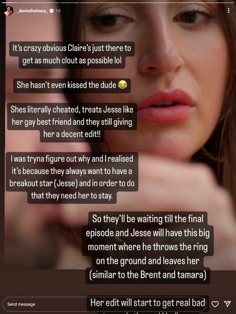 Daniel from MAFS made this post about Claire