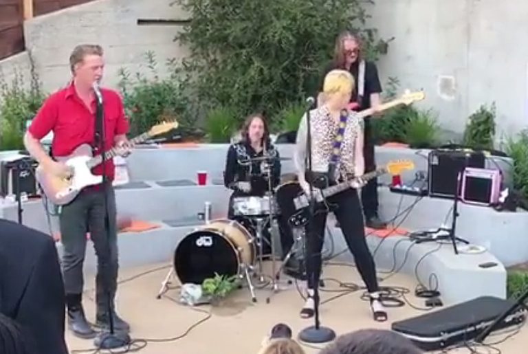 Josh Homme playing live with his wife and Butch Vig