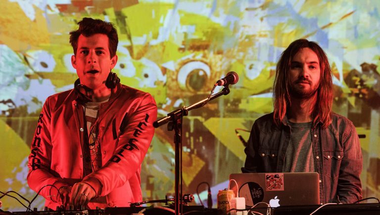 Mark Ronson and Kevin Parker performing live