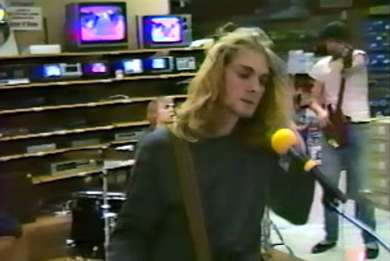 A young Nirvana perform