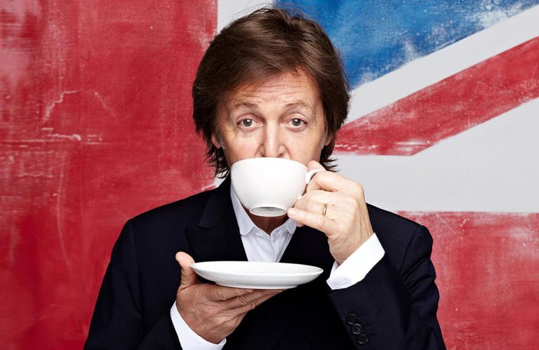 Paul McCartney drinking tea