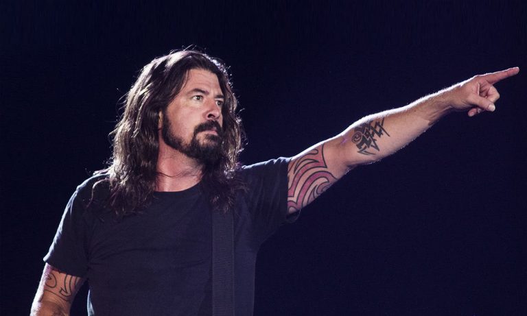 Foo Fighters Dave Grohl pointing fiercely