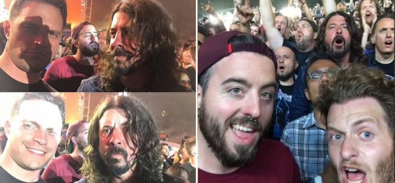 Image featuring numerous pictures of Dave Grohl at a Metallica gig