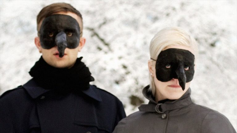Swedish duo The Knife, wearing bird masks
