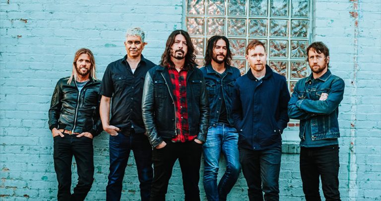 All six members of US rock legends the Foo Fighters