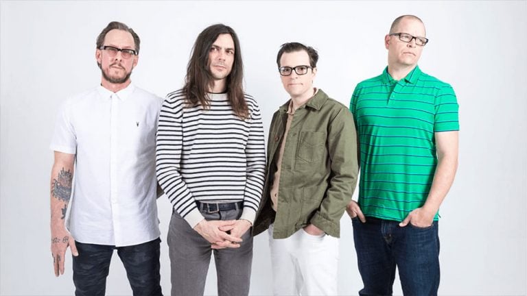 US alt-rock band Weezer against a white background
