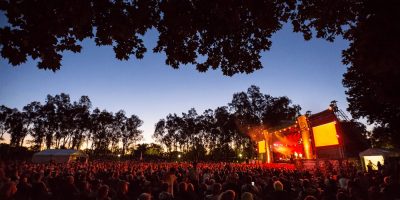 Tamworth Country Music Festival stage at dusk