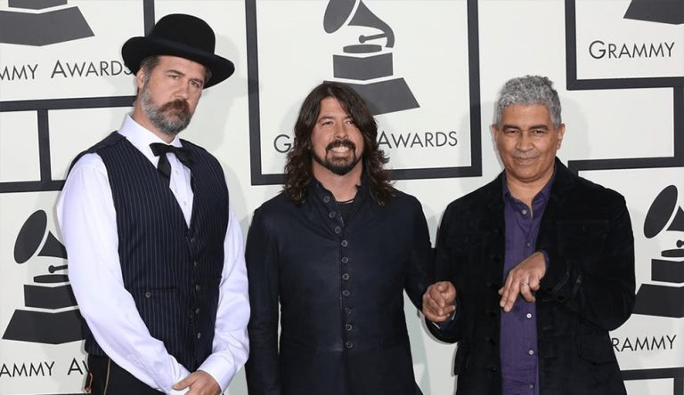 Former Nirvana members Krist Novoselic, Dave Grohl, and Pat Smear