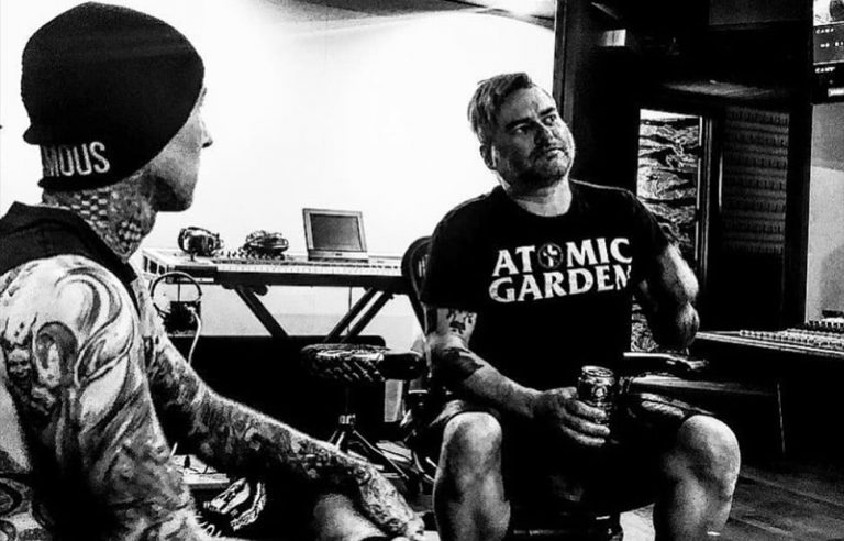 Blink-182's Travis Barker and NOFX's Fat Mike in the studio
