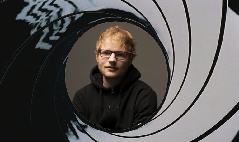 Ed Sheeran seen through the famous James Bond 'gun barrel sequence'