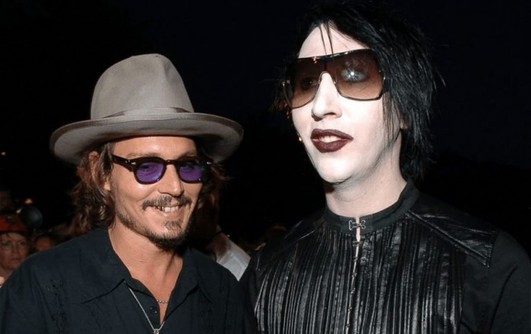 Actor Johnny Depp pictured with musician Marilyn Manson