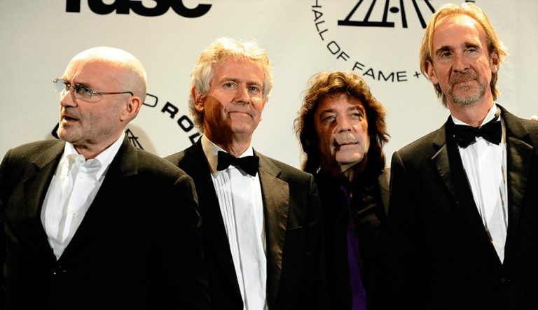 Members of Genesis in 2010 at their Rock and Roll hall of Fame induction