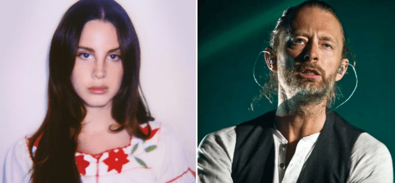 2 panel image of Lana Del Rey and Radiohead's Thom Yorke