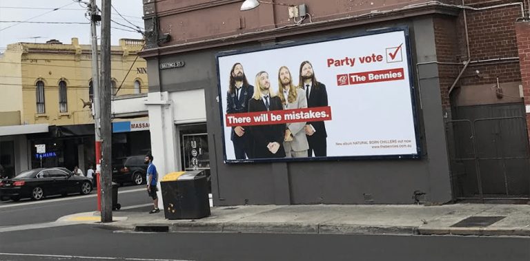 The Bennies' new political billboard.