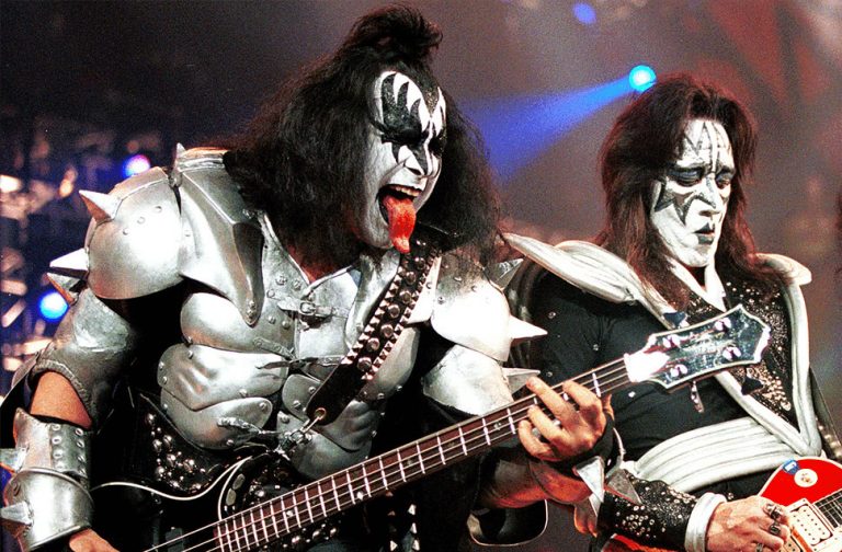 Gene Simmons, performing live with KISS