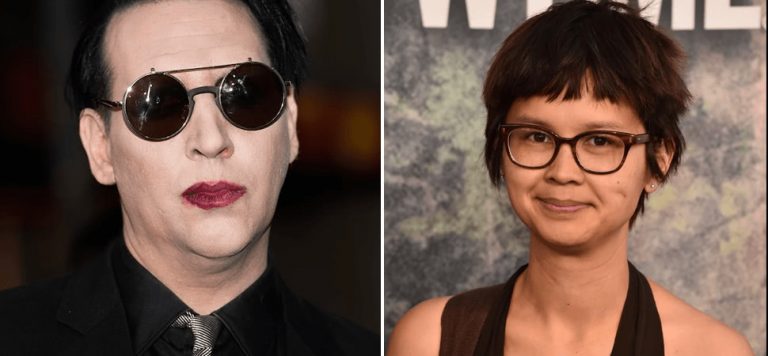 2 panel image of musician Marilyn Manson and comedienne/actress Charlyne Yi